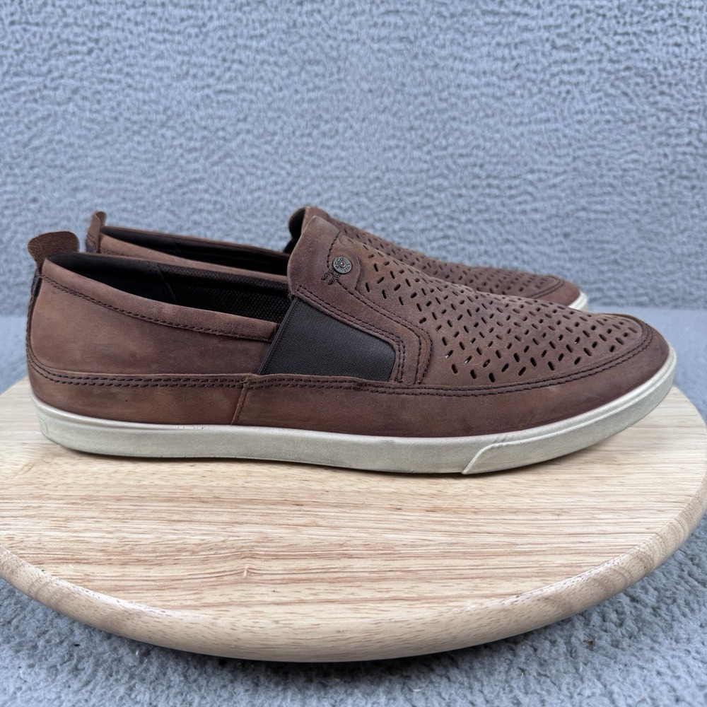 ECCO Collin 2.0 Perf Mens US 11 EU 45 Brown Leather Loafer Slip On Shoes